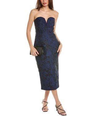 ML Monique Lhuillier Cora Jacquard Midi Dress - Blue