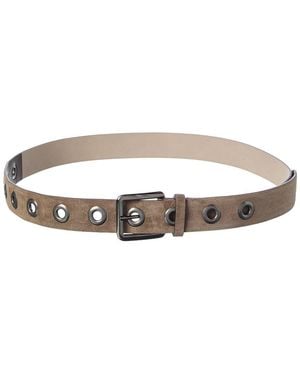 Brunello Cucinelli Suede Belt - White