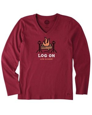 Life Is Good. Crusher V-Neck T-Shirt - Red