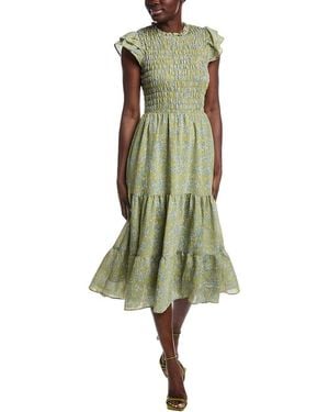 Sam Edelman Matilda Smocked Midi Dress - Green