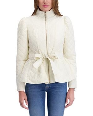 Kensie Quilted Peplum Jacket - Natural