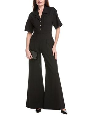 Carolina Herrera Button-Down Wool-Blend Jumpsuit - Black