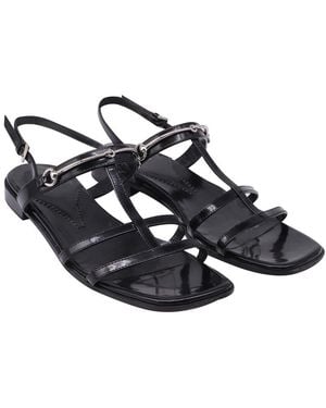 Gucci Leather Slim Horsebit Flat Sandal (Authentic Pre-Loved) - Black