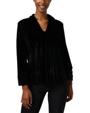 Caliban Stretch Velvet Blouse - Black