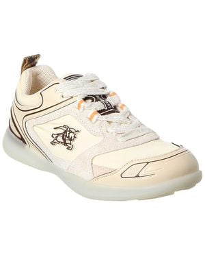 Burberry Matrix Spot Canvas & Leather Trainer - Natural