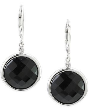 Gemstones 0.01 Ct. Tw. Diamond & Onyx Drop Earrings - Black