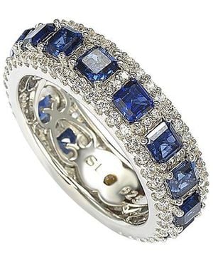 Suzy Levian Silver 4.33 Ct. Tw. Sapphire Eternity Ring - Blue