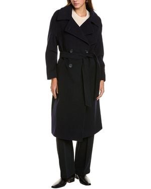 Cinzia Rocca Long Wool & Cashmere-blend Trench Coat - Black