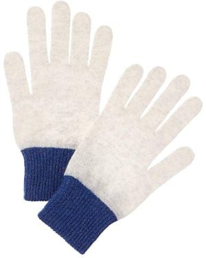 Brodie Cashmere Lurex Cuff Cashmere Gloves - White