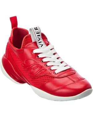 Roger Vivier Viv Match Leather & Mesh Trainer - Red