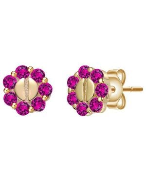 Genevive Jewelry 14K Plated Cz Beaded Earrings - Pink