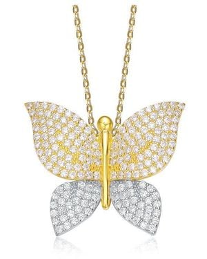 Genevive Jewelry 14k Over Silver Cz Pendant Necklace - Metallic