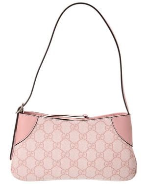Gucci Gg Emblem Small Coated Fabric & Leather Hobo Bag - Pink