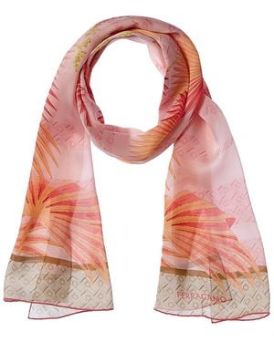 Ferragamo Logo Print Silk Scarf - Red