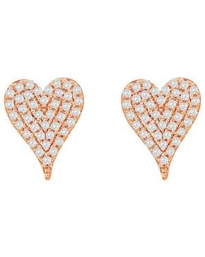 Suzy Levian 14k Rose Gold 0.16 Ct. Tw. Diamond Elongated Heart Studs - White