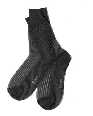 Stems Striped Metallic Crew Socks - Black