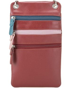 Mywalit Leather Travel Neck Purse - Red
