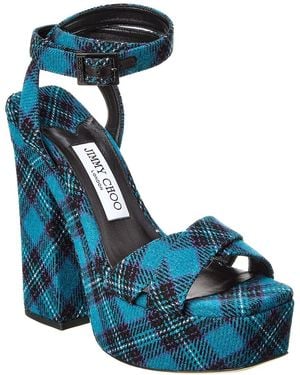 Jimmy Choo Gaia 140 Tartan Platform Sandal - Blue