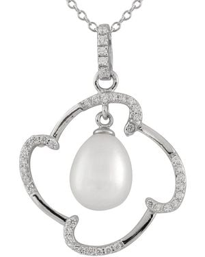 Splendid 9Mm Pearl Cz Pendant - Metallic