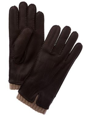 Vince Handsewn Leather & Cashmere Gloves - Black