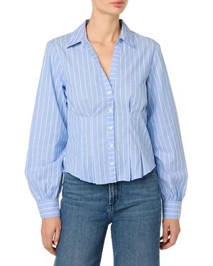 Joe's Jeans Striped Pleated Dress Shirt - Blue