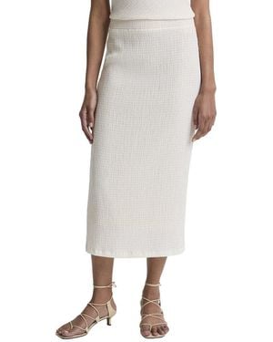 Vince Shadow Grid Midi Skirt - White