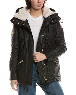 Sam. Devon Shearling-Trim Coat - Black