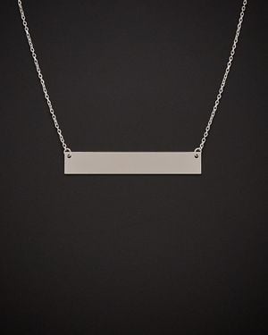 Italian Gold 14k Polished Engravable Bar Necklace - Black