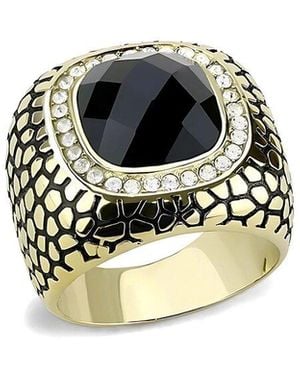 Alamode Jewelry Plated Stainless Steel Ring - White