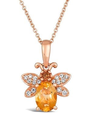 Le Vian Optimism 14K Rose 0.72 Ct. Tw. Diamond & Citrine Pendant - White
