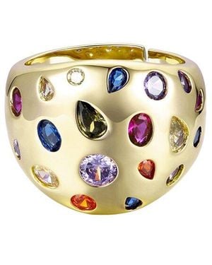 Rachel Glauber 14k Plated Cz Rainbow Dome Ring - White