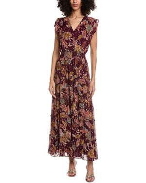 Vince Camuto V-Neck Tiered Dress - Brown