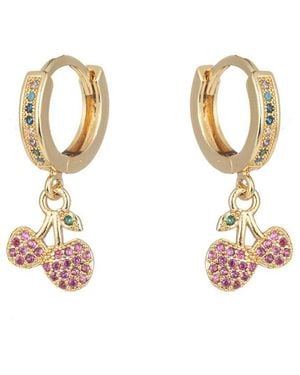 Eye Candy LA Luxe Collection Cz Red Cherry Huggie Earrings - Metallic