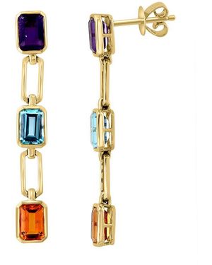 Effy Fine Jewelry 14K 3.90 Ct. Tw. Amethyst, Topaz, Citrine Earrings - Metallic