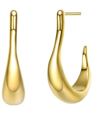 Rachel Glauber 14k Plated Open Hoops - Metallic