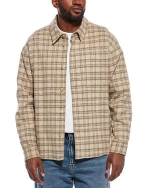 FRAME Wool-Blend Plaid Overshirt - Natural