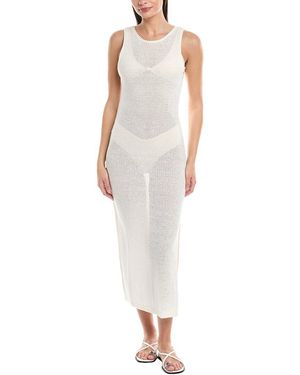 Onia Knit Scoop Back Linen Maxi Dress - White