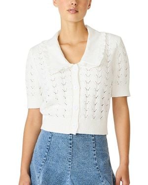 Steve Madden Cardigan With Pilgrim Collar - White