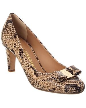 Ferragamo Carla Snake-Embossed Leather Pump - Brown