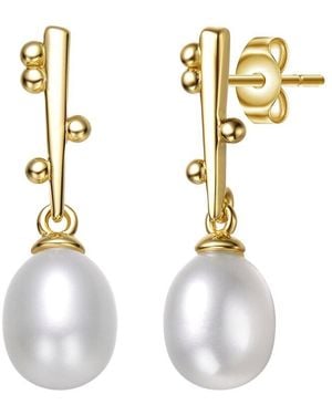 Genevive Jewelry 14k Over Silver 1.8-7.5mm Pearl Dangle Earrings - Metallic