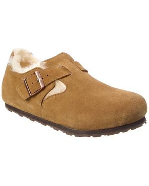 Birkenstock London Narrow Suede & Shearling Clog - Brown