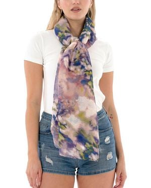 Nicole Miller Pleated Lightweight Oblong Scarf - White