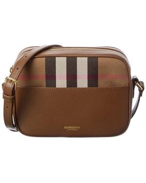 Burberry Small Check Canvas & Leather Camera Bag - Brown