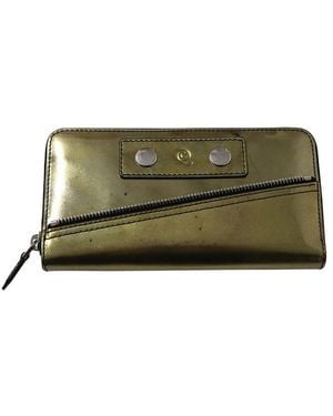 McQueen Gold Leather Zip Long Wallet (authentic Pre-loved) - Green
