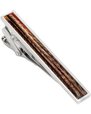 Hickey Freeman Rhodium Plated Colourful Feather Tie Bar - Metallic