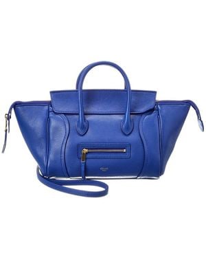 Celine Little Luggage Leather Shoulder Bag - Blue