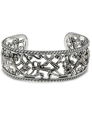 Samuel B. 18K Over Cross Bangle Bracelet - White