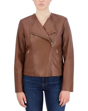 Cole Haan Cole Hann Asymmetrical Leather Jacket - Blue