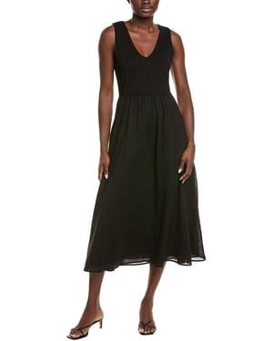 ATM Mixed Media Midi Dress - Black