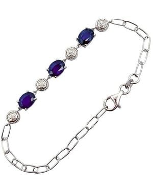 Gemstones 4.27 Ct. Tw. Diamond & Sapphire Bracelet - White
